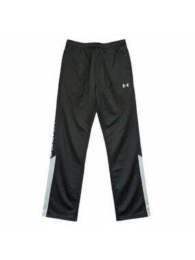 Youth Track Pants Size XL Under Armour Loose Fit Black & Gray Logo on Leg